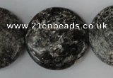 CSI30 15.5 inches 30mm flat round silver scale stone beads wholesale