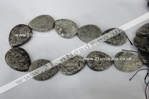 CSI40 15.5 inches 30*40mm flat teardrop silver scale stone beads wholesale