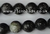 CSI75 15.5 inches 14mm round silver scale stone beads wholesale