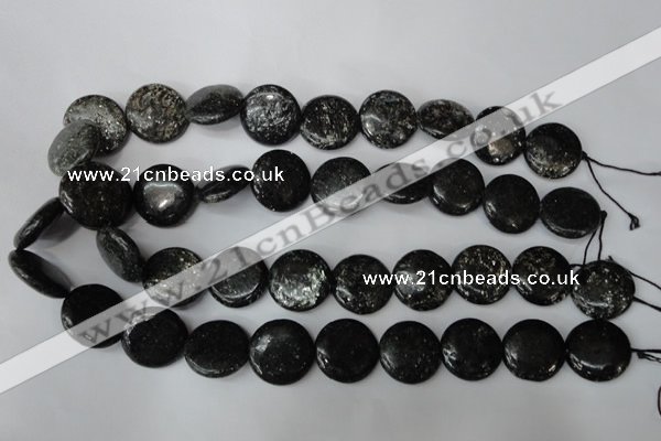 CSI87 15.5 inches 20mm flat round silver scale stone beads wholesale