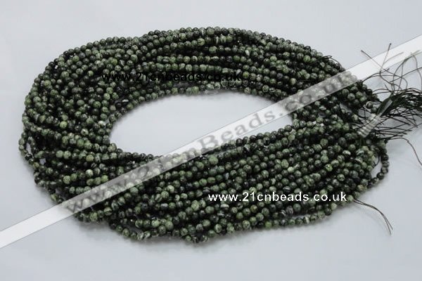 CSJ01 15.5 inches 4mm round green silver line jasper beads wholesale