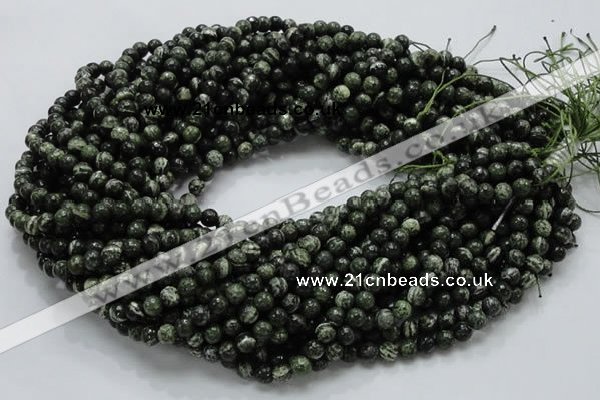 CSJ02 15.5 inches 6mm round green silver line jasper beads wholesale