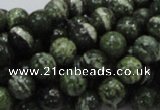 CSJ03 15.5 inches 8mm round green silver line jasper beads wholesale