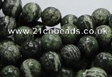 CSJ04 15.5 inches 10mm round green silver line jasper beads wholesale