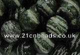 CSJ06 15.5 inches 14mm round green silver line jasper beads wholesale