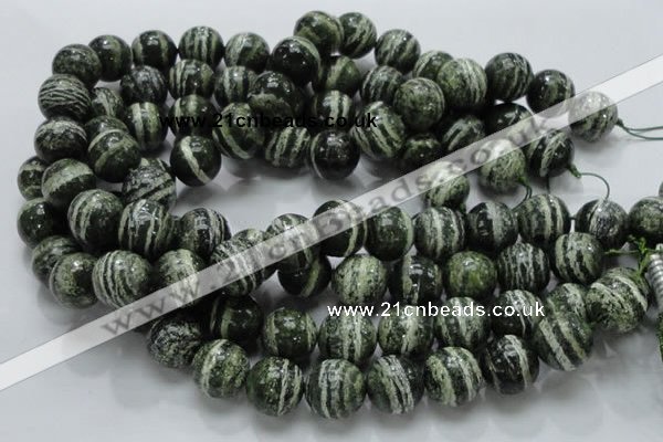 CSJ07 15.5 inches 16mm round green silver line jasper beads wholesale