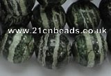 CSJ08 15.5 inches 18mm round green silver line jasper beads wholesale