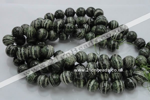 CSJ08 15.5 inches 18mm round green silver line jasper beads wholesale