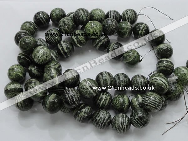 CSJ09 15.5 inches 20mm round green silver line jasper beads wholesale