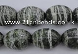 CSJ103 15.5 inches 15*20mm rice green silver line jasper beads