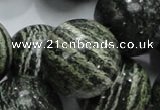 CSJ11 15.5 inches 25mm round green silver line jasper beads wholesale