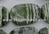 CSJ127 15.5 inches 20*30mm faceted freeform green silver line jasper beads