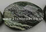 CSJ129 15.5 inches 35*42mm faceted freeform green silver line jasper beads