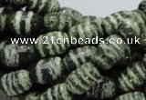 CSJ14 15.5 inches 8*12mm egg-shaped green silver line jasper beads