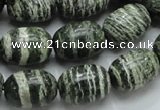 CSJ16 15.5 inches 13*18mm egg-shaped green silver line jasper beads