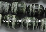 CSJ17 15.5 inches 15*20mm egg-shaped green silver line jasper beads