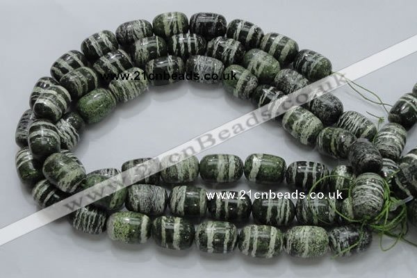CSJ17 15.5 inches 15*20mm egg-shaped green silver line jasper beads