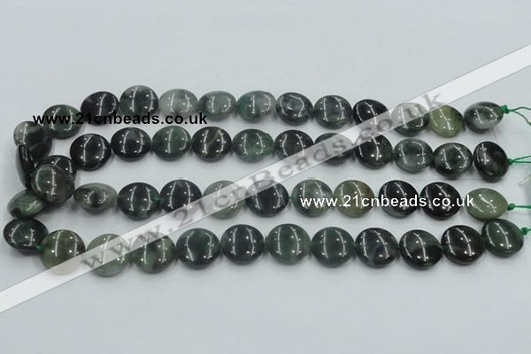 CSJ201 15.5 inches 16mm flat round serpentine jade gemstone beads