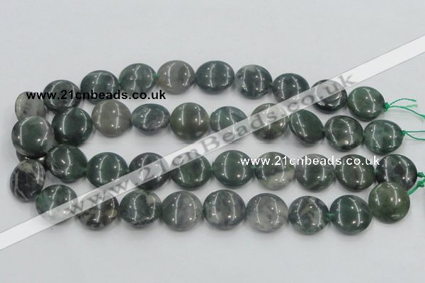 CSJ202 15.5 inches 20mm flat round serpentine jade gemstone beads