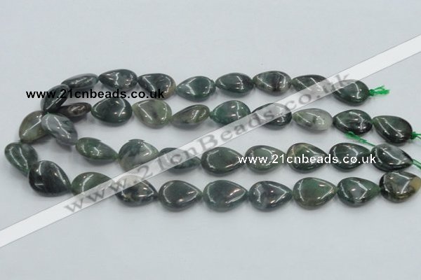 CSJ203 15.5 inches 15*20mm flat teardrop serpentine jade gemstone beads