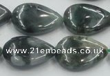 CSJ204 15.5 inches 18*25mm flat teardrop serpentine jade gemstone beads