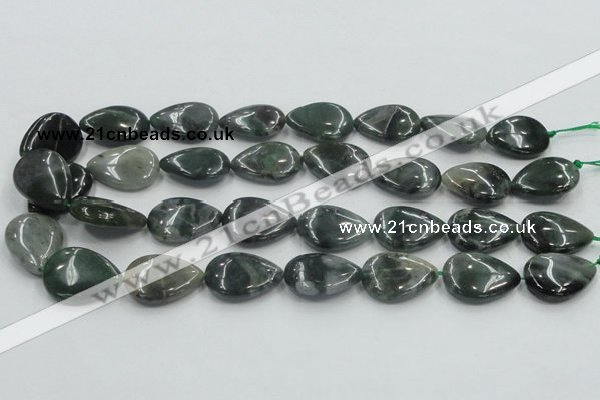 CSJ204 15.5 inches 18*25mm flat teardrop serpentine jade gemstone beads