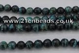 CSJ210 15.5 inches 6mm round dyed green silver line jasper beads