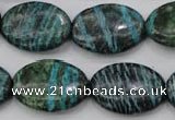 CSJ228 15.5 inches 18*25mm oval dyed green silver line jasper beads