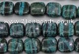 CSJ233 15.5 inches 12*12mm square dyed green silver line jasper beads