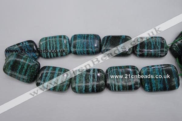 CSJ248 15.5 inches 30*40mm rectangle dyed green silver line jasper beads