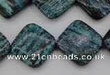 CSJ255 15.5 inches 20*20mm diamond dyed green silver line jasper beads