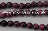 CSJ262 15.5 inches 8mm round dyed green silver line jasper beads