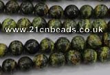 CSJ292 15.5 inches 8mm round dyed green silver line jasper beads