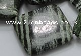 CSJ34 15.5 inches 40*40mm diamond green silver line jasper beads