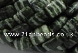 CSJ36 15.5 inches 10*14mm rectangle green silver line jasper beads