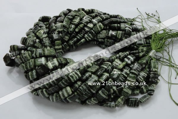 CSJ36 15.5 inches 10*14mm rectangle green silver line jasper beads