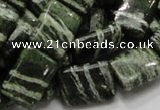 CSJ37 15.5 inches 13*18mm rectangle green silver line jasper beads