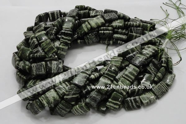 CSJ37 15.5 inches 13*18mm rectangle green silver line jasper beads