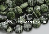 CSJ41 15.5 inches 10mm flat round green silver line jasper beads