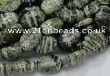 CSJ50 15.5 inches 8*12mm oval green silver line jasper beads