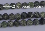 CSJ500 15.5 inches 4mm round matte green silver line jasper beads