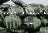 CSJ54 15.5 inches 18*25mm oval green silver line jasper beads