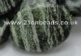 CSJ56 15.5 inches 30*40mm oval green silver line jasper beads