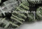 CSJ58 15.5 inches 20*40mm oval green silver line jasper beads