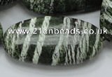 CSJ59 15.5 inches 25*50mm oval green silver line jasper beads