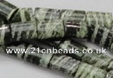 CSJ60 15.5 inches 10*14mm rectangle green silver line jasper beads