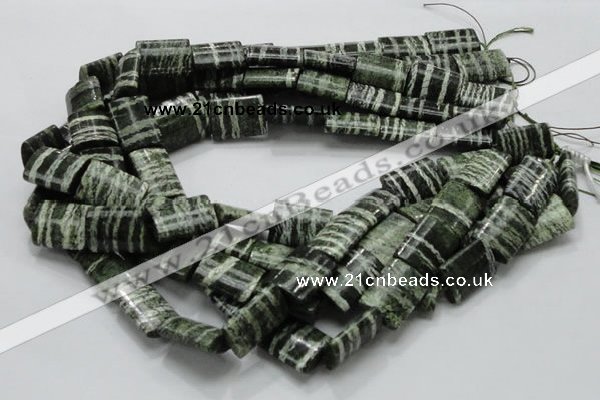 CSJ61 15.5 inches 16*20mm rectangle green silver line jasper beads