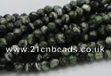 CSJ62 15.5 inches 4mm faceted round green silver line jasper beads