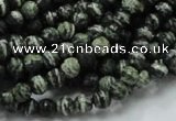 CSJ63 15.5 inches 6mm faceted round green silver line jasper beads