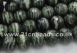 CSJ65 15.5 inches 10mm faceted round green silver line jasper beads